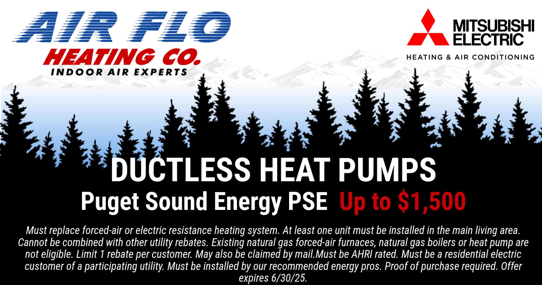Ductless Heat Pumps REBATE through Puget Sound Energy PSE up to ,500.